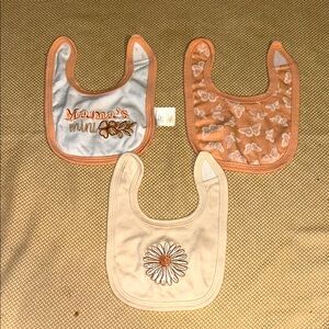 Charming Baby Bibs Set in Orange and Cream